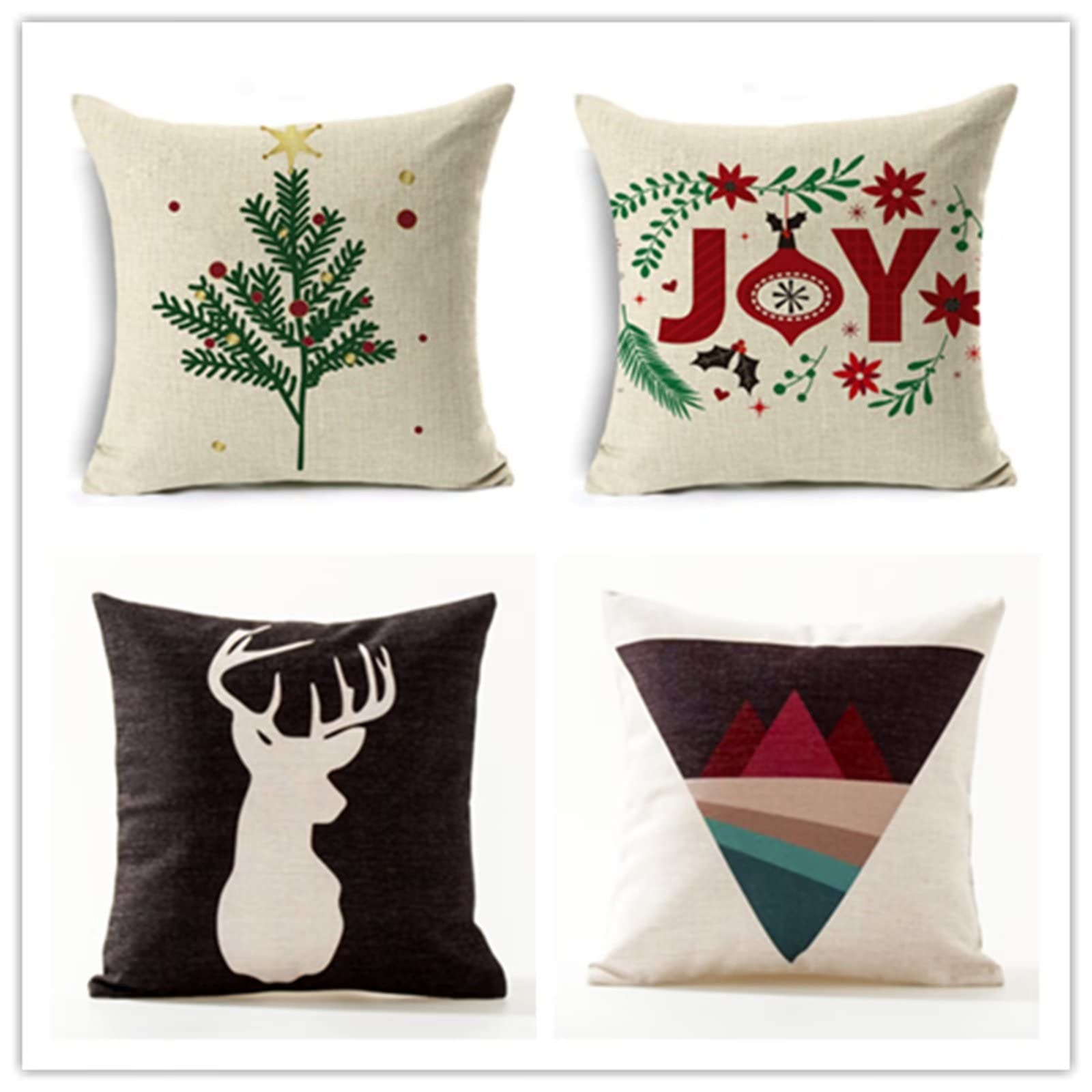 Cojines 50x50cm Navidad Verde Cojines Decorativos para Sofa Moderna Decorativa Cojín Juego de 4 para Decoración Hogar Soft Almohadas cuadradas Funda de Cojín D-4212