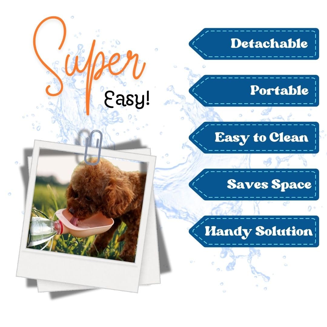 The Yzaar Water Bottle Attachment for Dogs and Cats | Travel Friendly | Leak-Proof | Portable | Detachable | Dishwasher-Safe | Pet-Safe | Easy-Clean (Blue, Standard)