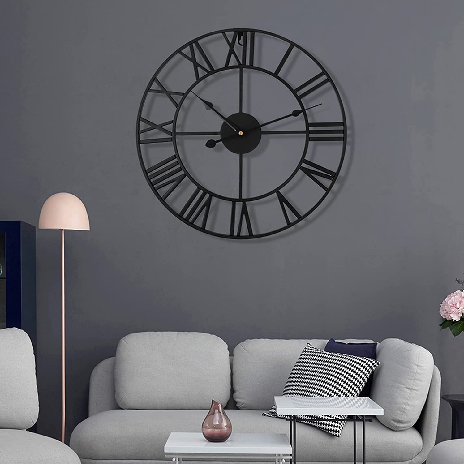 Reloj De Pared, Reloj De Exterior, Reloj De Jardín, Reloj De Pared De Estilo Industrial Europeo con Grandes Números Romanos, Reloj De Pared Silencioso De Metal para El H,40cm