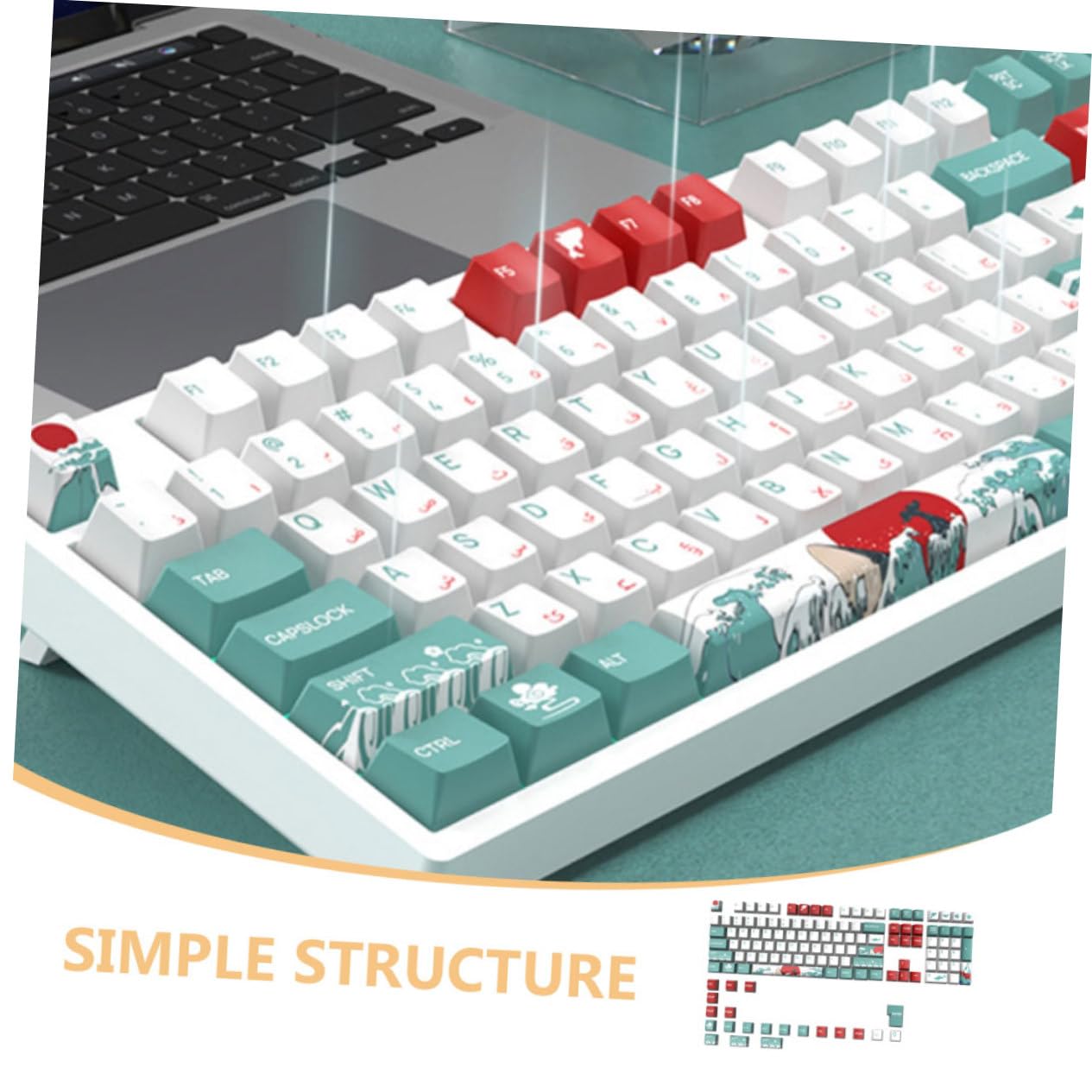 Set di Keycap per Tastiera Meccanica 129 Pezzi Pbt Tema Corallo