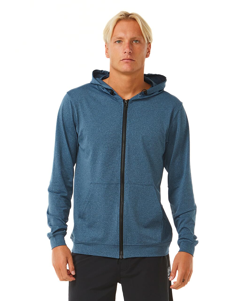 Rip Curl Men's Standard Stack UPF 50 Long Sleeve Zip-Up Hooded Rashguard, Navy Marle