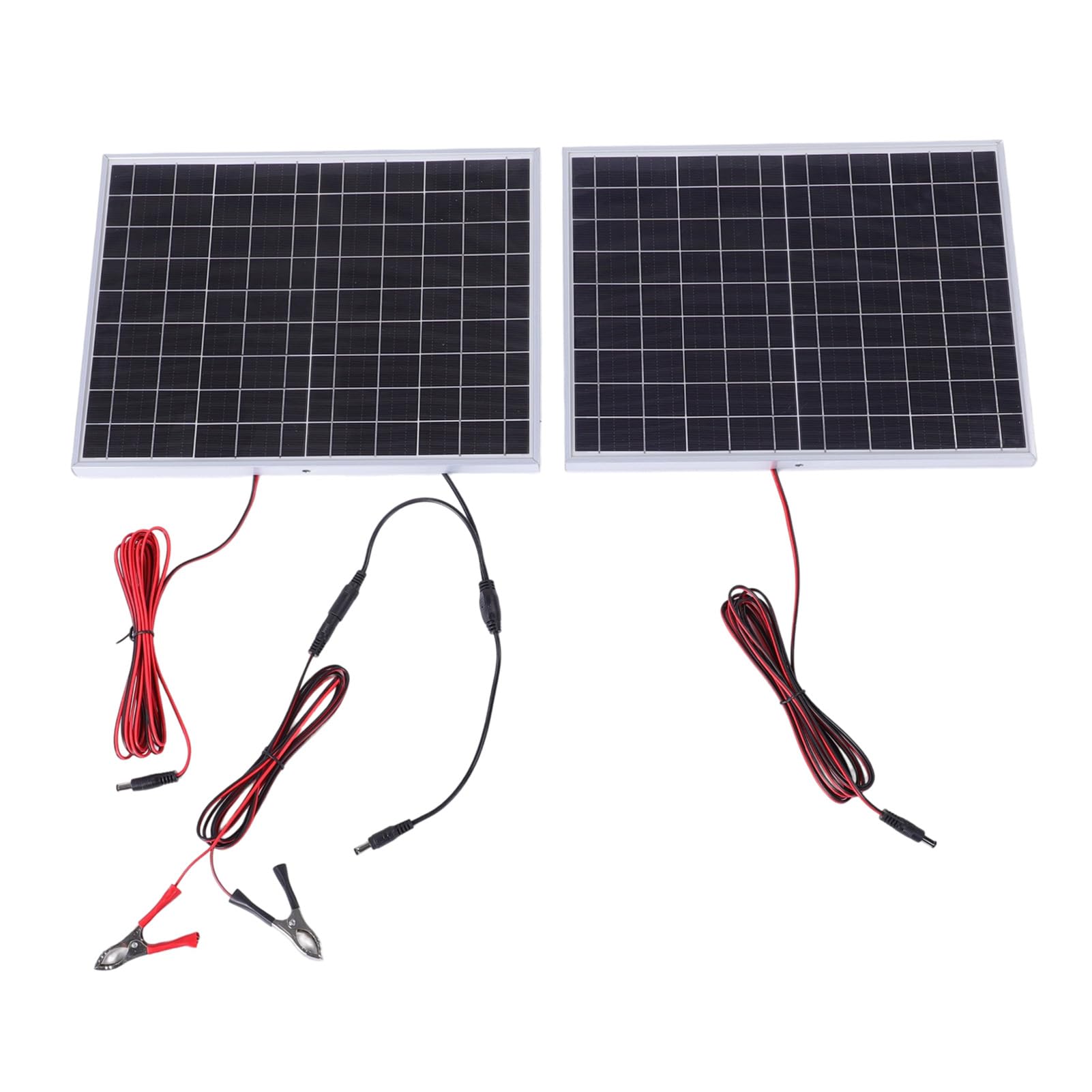 Generic Kit Pannello Solare Caricabatteria Solare Al Silicio Monocristallino con Controller Telaio in Lega di Alluminio da 30 W Doppia Uscita CC USB Tipo C per Telefoni da Campeggio all'aperto