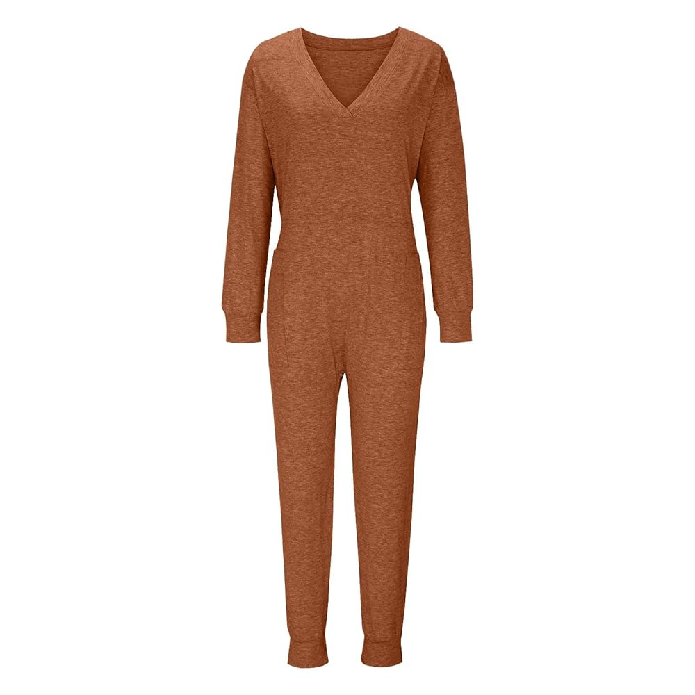 Amazon.com: Women V Neck Onesie Outfits Cozy Loungewear Fall
