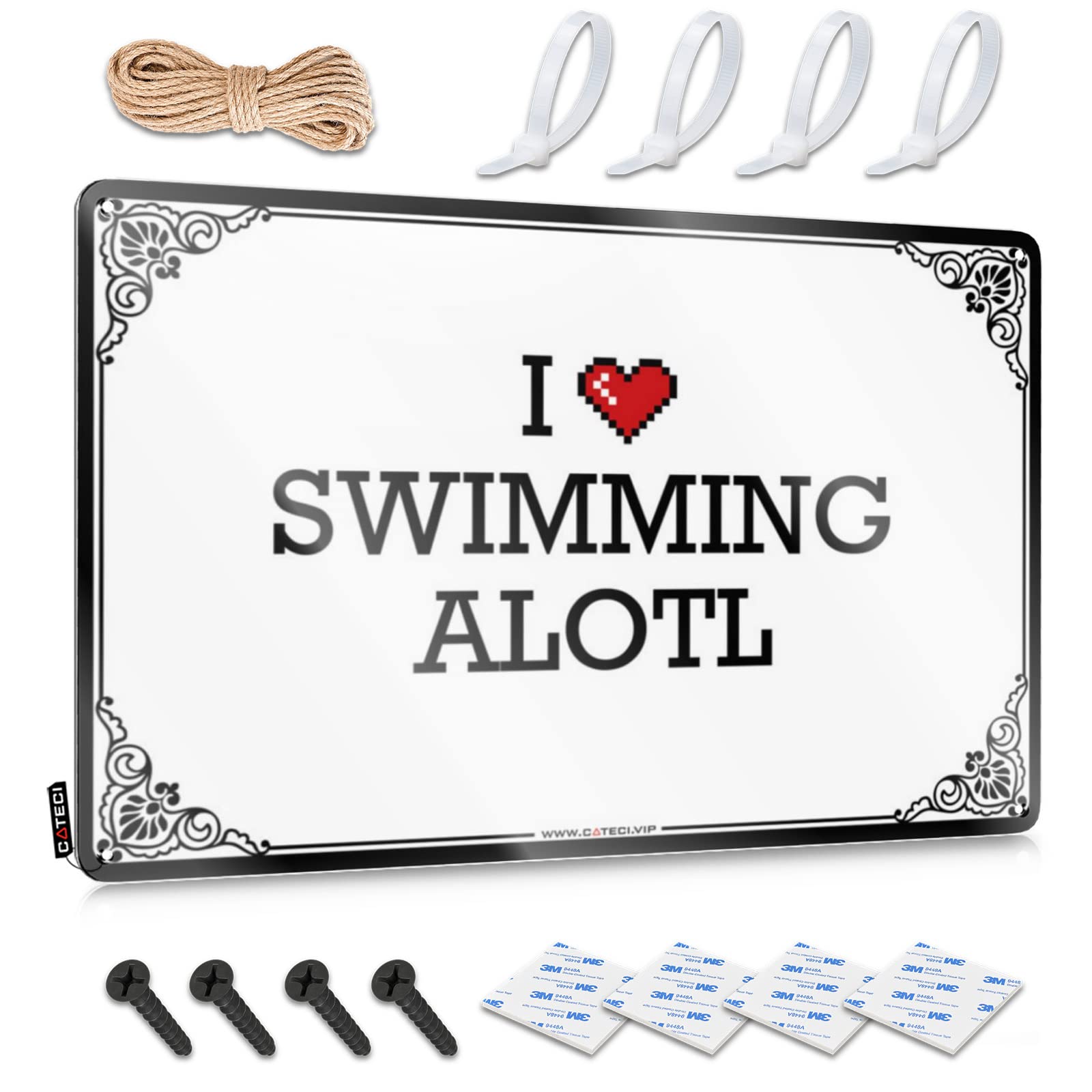 Metal Wall Decoration Rustic Holiday Reusable I Love Swimming Alotl - Vintage Wall Decor For Ranch(30X40CM)
