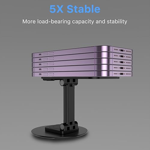 Miniatura 8 de MYBAT PRO Paquete de 2 soportes giratorios de 360 para teléfono, soporte ajustable para escritorio, base plegable para teléfono para uso de viaje,