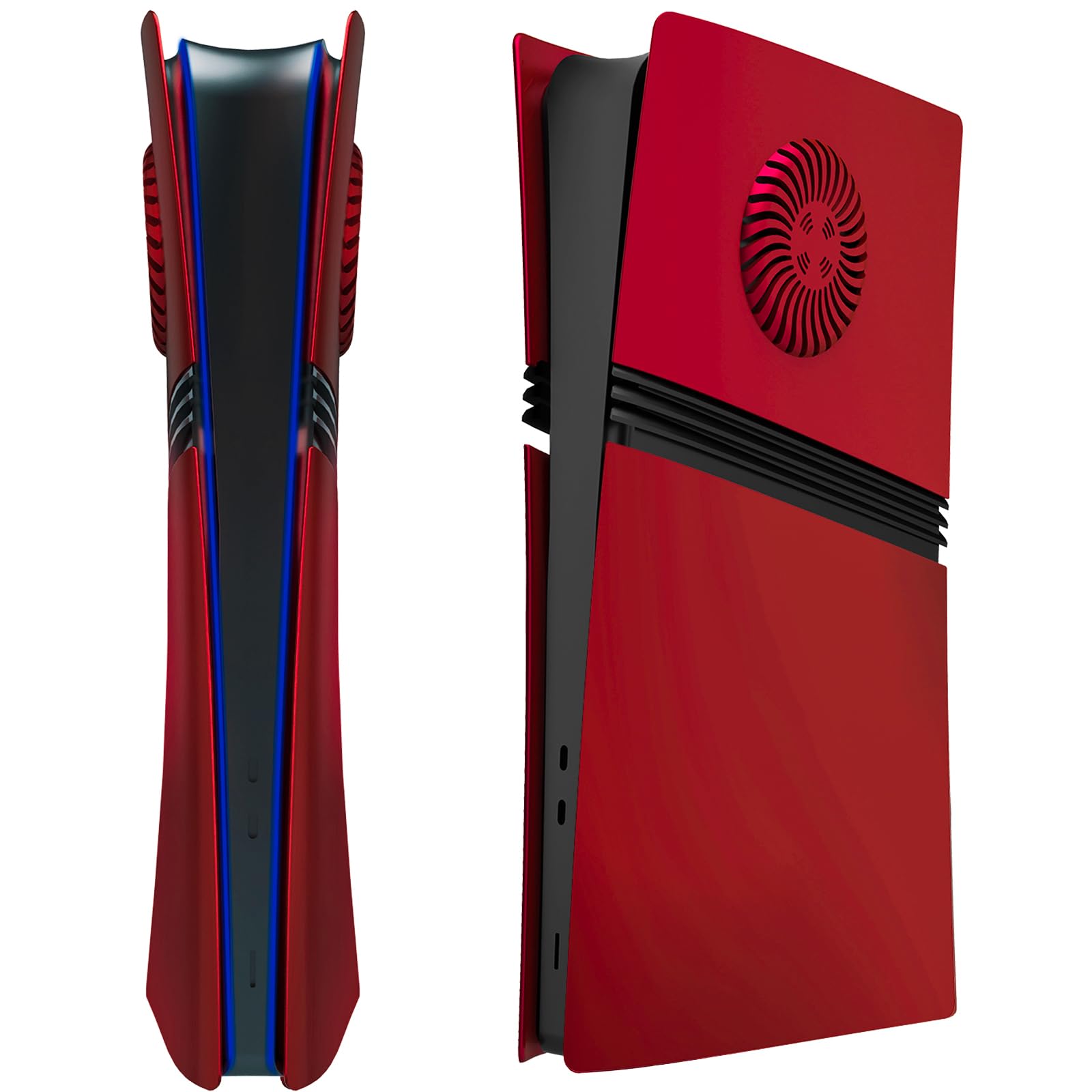 Cover Plates for PS5 Pro Digital Edition with Cooling Vent, PS5 Pro Faceplate ABS Hard Shockproof Anti-Scratch Dustproof Protective Plates, Replacement Side Shell Skin Case for PlayStation 5 Pro -Red