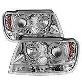Spyder Auto Spyder 5011152 Jeep Grand Cherokee 99-04 Projector Headlights - LED Halo - LED ( Replaceable LEDs ) - Chrome - High 9005 (Not Included) - Low 9006 (Not Included)
