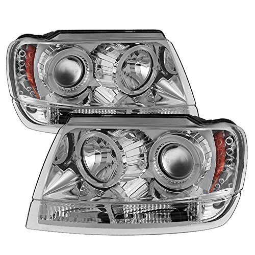 Spyder Auto Spyder 5011152 Jeep Grand Cherokee 99-04 Projector Headlights - LED Halo - LED ( Replaceable LEDs ) - Chrome - High 9005 (Not Included) - Low 9006 (Not Included)