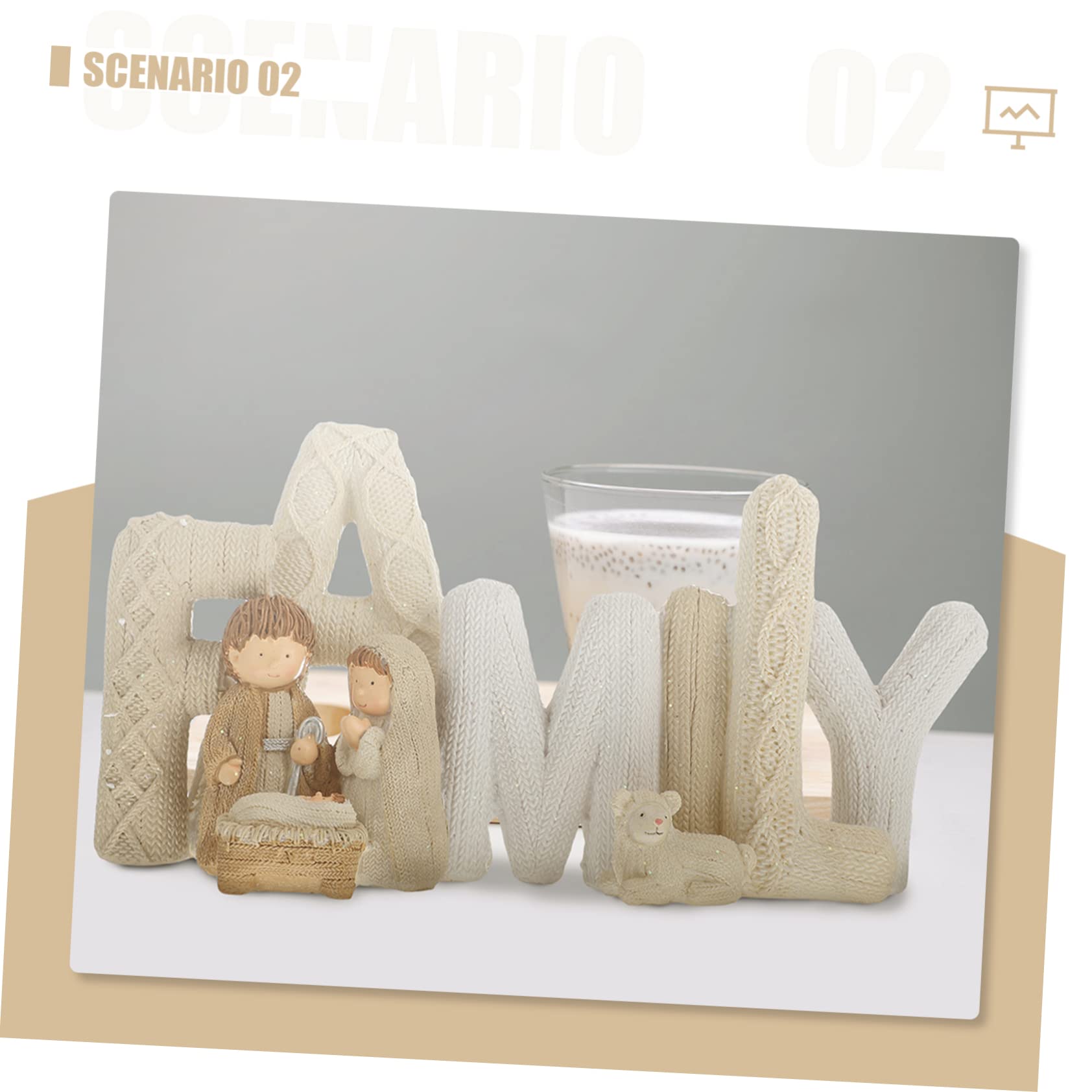 Adorno de Letras Familia de Resina en Color Claro, Estilo Europeo