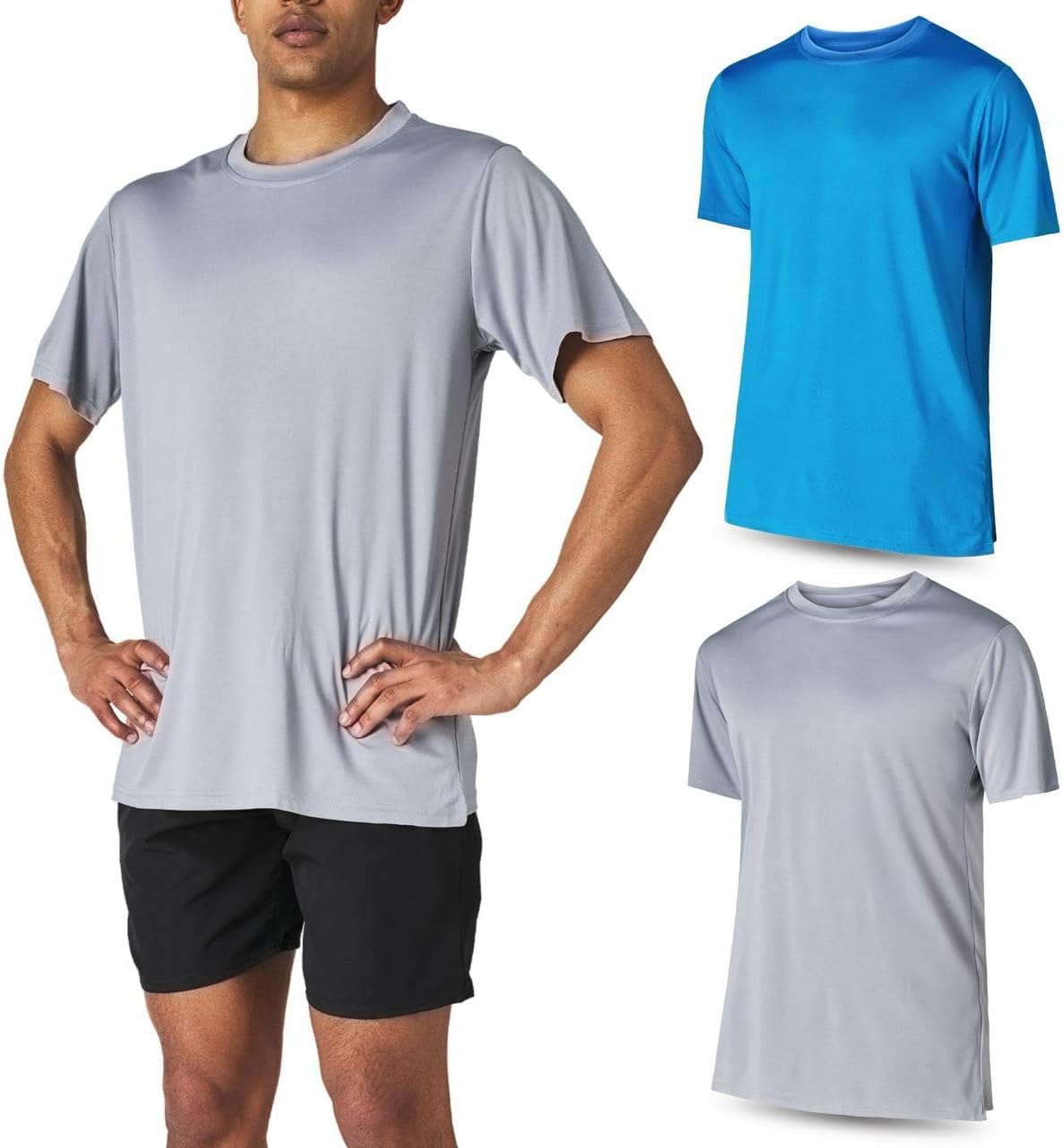 Men’s Athletic Short Sleeve Gym Workout T-Shirts 2 Pack Mens Dry Fit Tees Moisture Wicking Crew Neck Running T Shirt for Men - Amazon product rated Grade B