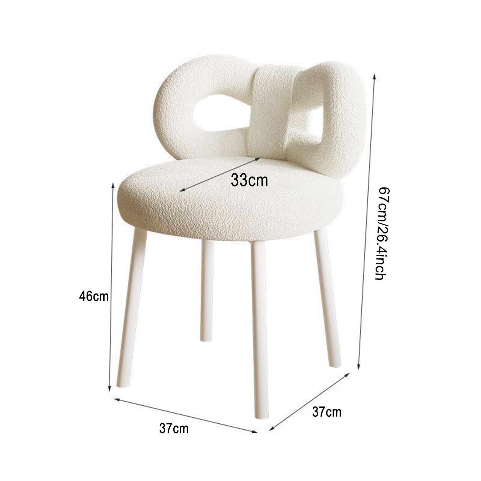 Chaise Coiffeuse avec Dossier Bowknot, Fauteuil Coiffeuse Filles Femmes avec Coussinets de Pied Réglables, Tabouret coiffeuses pour Salon (Blanc)