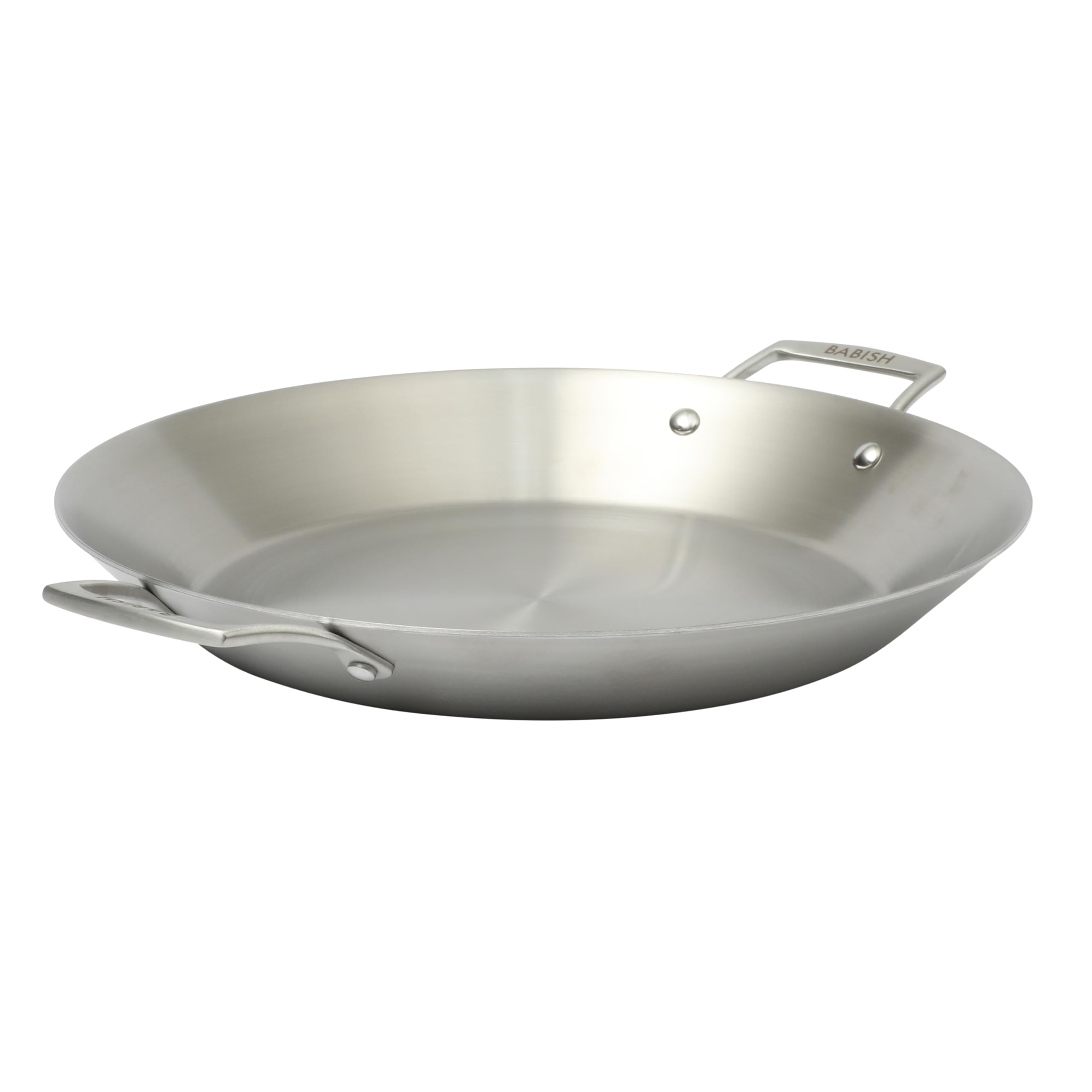 Babish 13 inch tri-ply stainless steel paella pan with side handles