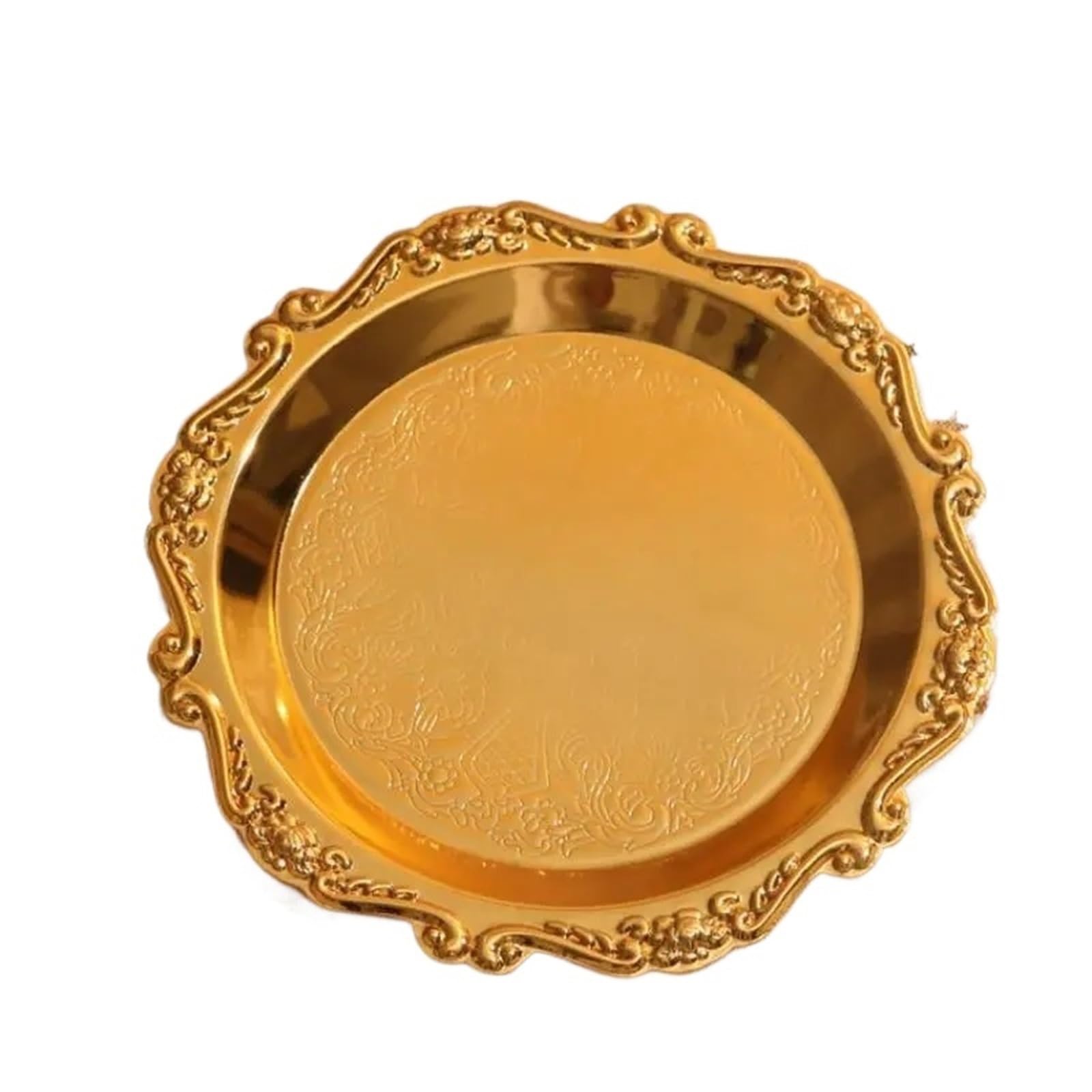 ZHSOAO 4pcs Silver And Gold Iron Plate, Decorative Jewelry Display Tray, Party Supplies, For Storing Various for Jewelry(Color2)