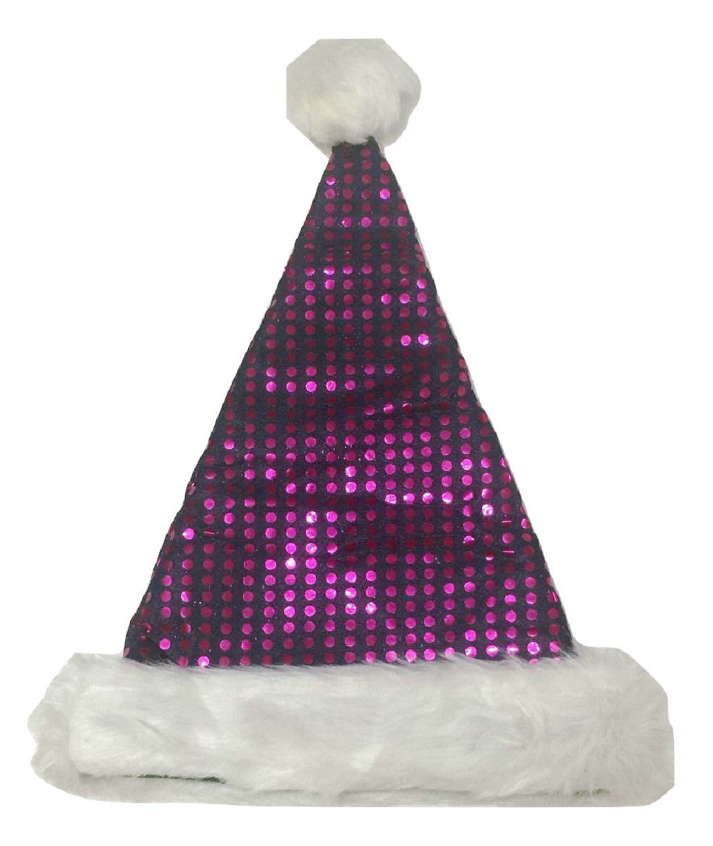 L&L® Adult Kid Red Green Yellow Sequin Christmas Santa Fancy Dress Costume Hat Lot (Purple, Kid)