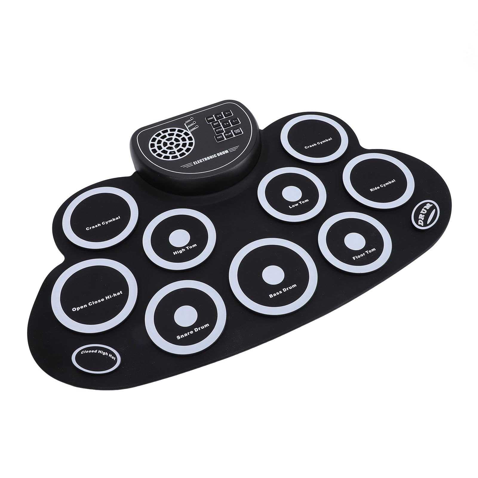 Set di batteria elettronica, batteria elettrica portatile, altoparlante integrato ricaricabile, batteria elettronica con jack per cuffie, 9 cuscinetti in silicone per bambini e adulti