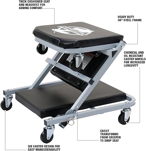 Miniatura 2 de Pro-Lift 300 Lbs Mechanic Creeper 2 en 1 Asiento plegable de enredadera