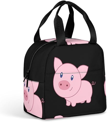 Cute Cartoon Pig Lunch Box for Women Men Insulated Lunch Bag Reusable Lunch Tote Bag Lunch Container
