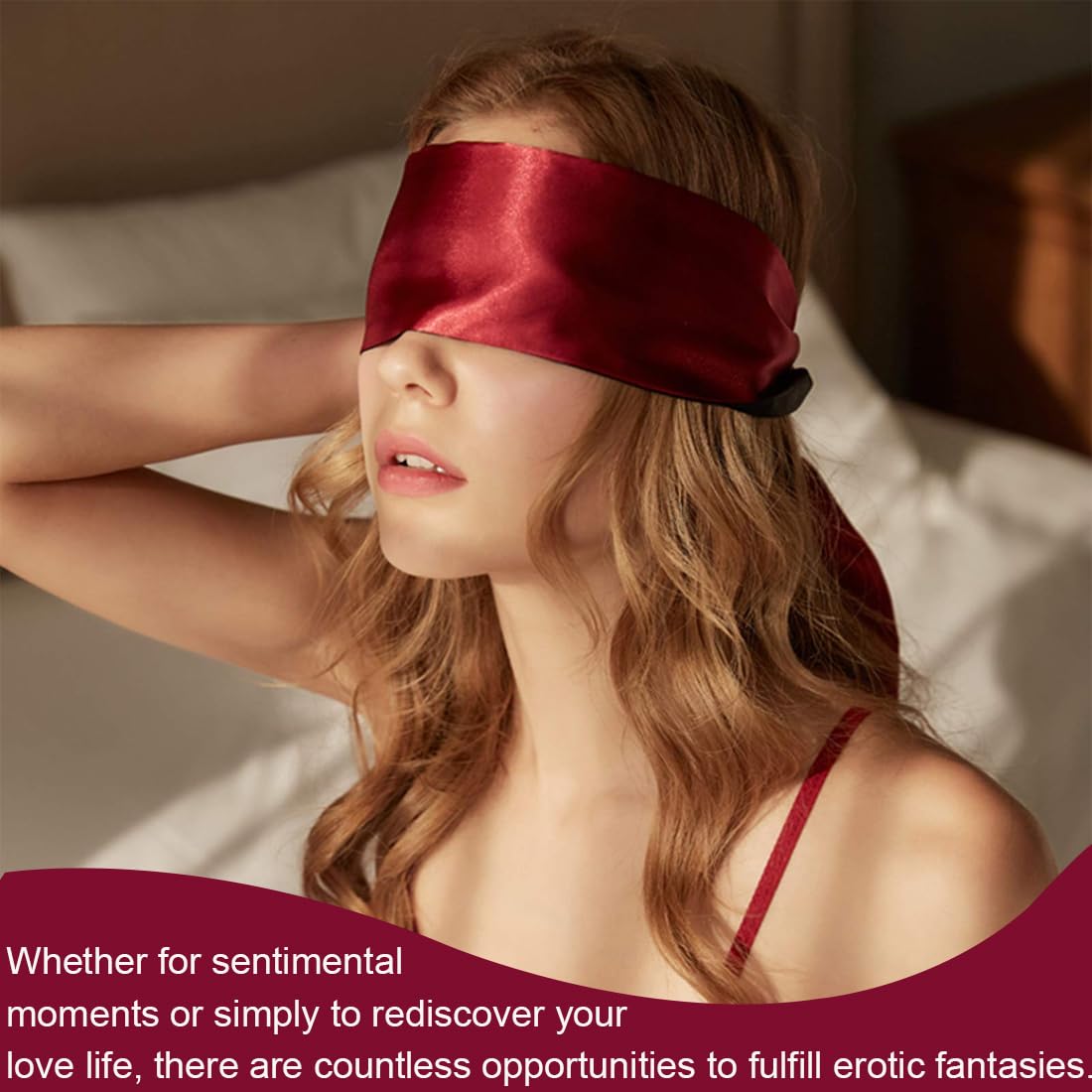 Benda giocattolo sessuale per coppie, maschera per gli occhi, benda giocattolo sessuale fetish, bellissimo regalo erotico per gli occhi, realizzato in raso, maschera per benda bondage, nero e rosso