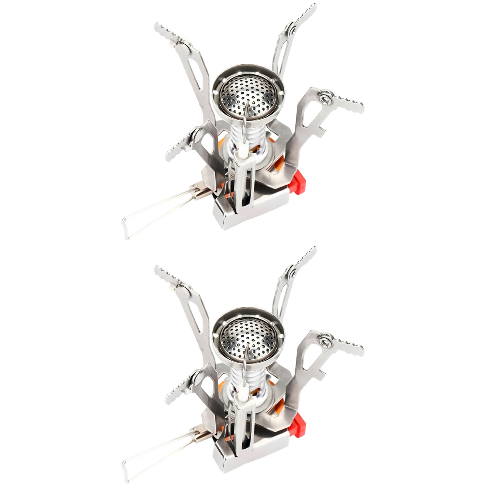 Confezione da 2 fornelli da campeggio per esterni, con accensione elettronica, mini fornello a gas pieghevole, 95 g, ultraleggero, per escursioni, trekking e picnic, per pentole fino a 20 cm, facile