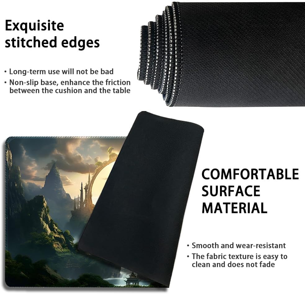 Premium Stitched MTG Playmat with Zones and Non-Slip Rubber Backing - TCG Play Mat for MTG and Other Card Games - Colorful Design with Vintage Look and Feel (DKT (111),No Zones)