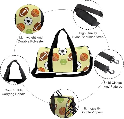 Miniatura 3 de Playful Ball Motif Stain- Resistant Womens Gym Bag Oxford Tote Bags Adjustable Shoulder Strap, Convertible Carry Backpack Retro Gym Bag For Beach
