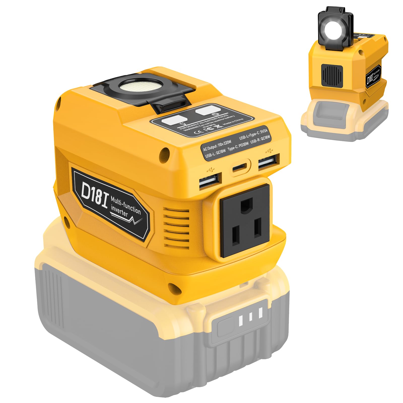 Azocek 220W Power Inverter for Dewalt 20V Battery