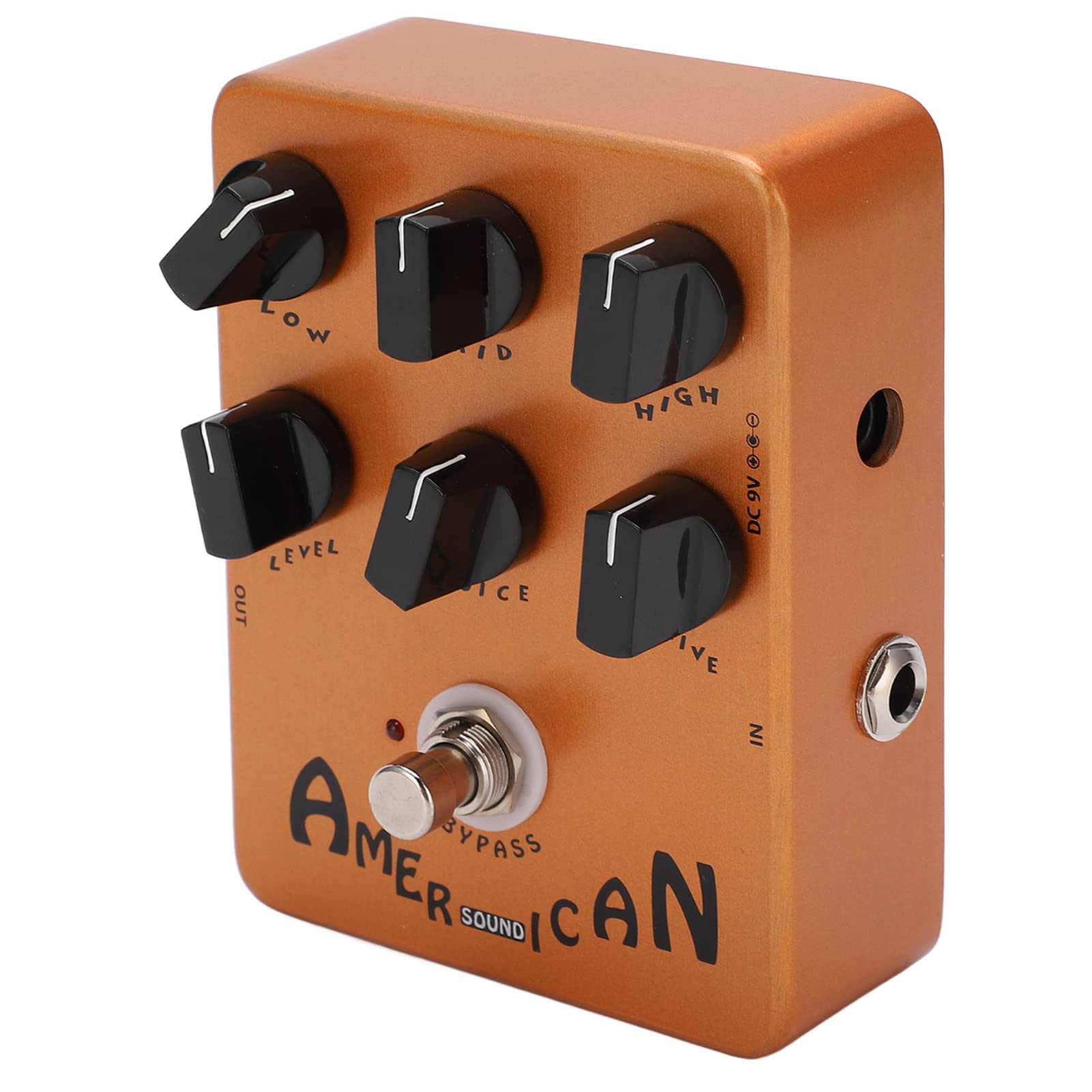 LiebeWH Pedal Simulador de Altavoz y Gabinete para Guitarra Eléctrica, Efectos de Amplificador con 6 Perillas Ajustables (Bajo, Medio, Alto, Nivel, Voz, Drive), Carcasa de Metal Dorada