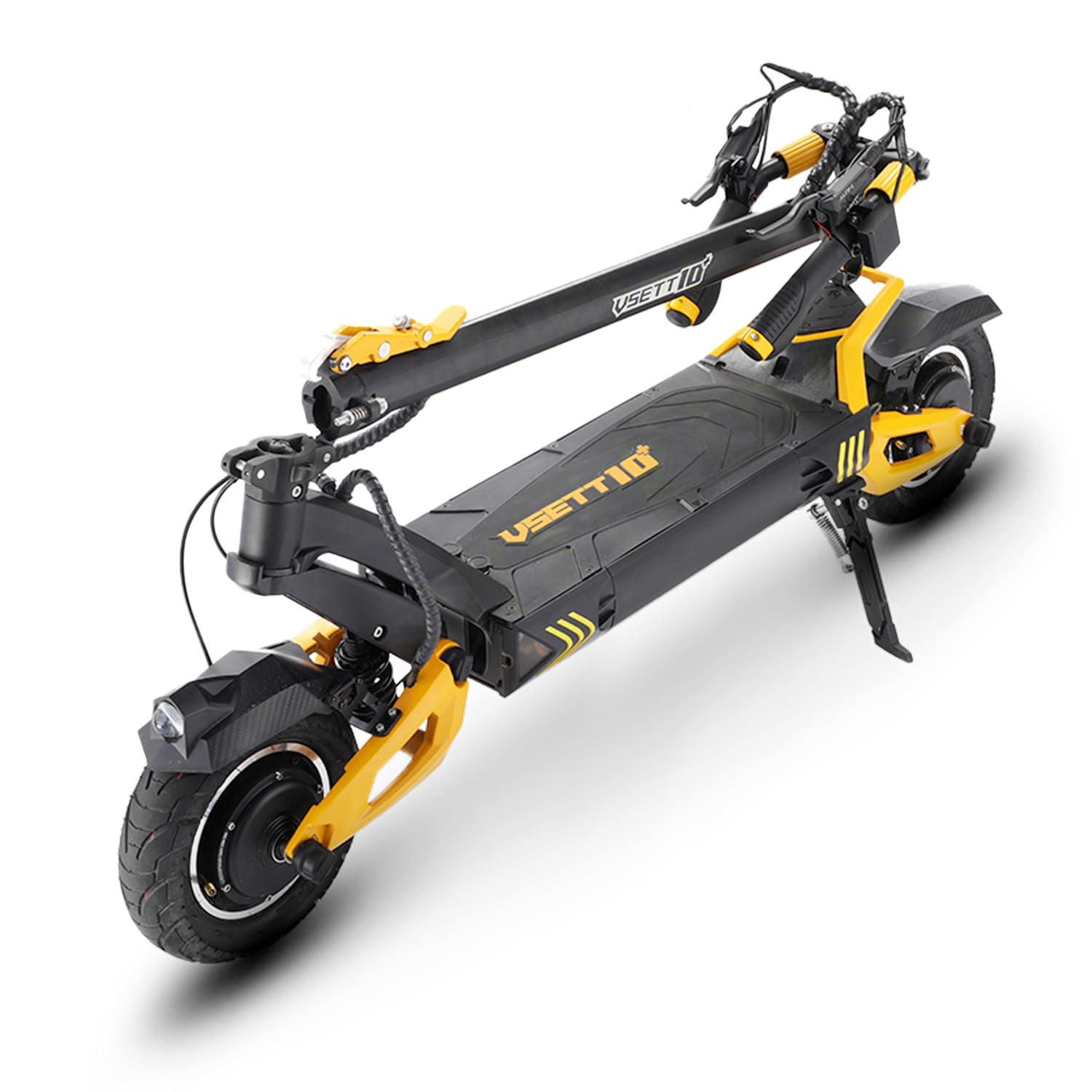 VSETT Trottinette Electrique 10 Plus Super, 2 Moteurs 1400W, Autonomie jusqu'à 150km, 25 KM/H, Ecran LED 5x5, Tout Terrain, Noir et Jaune