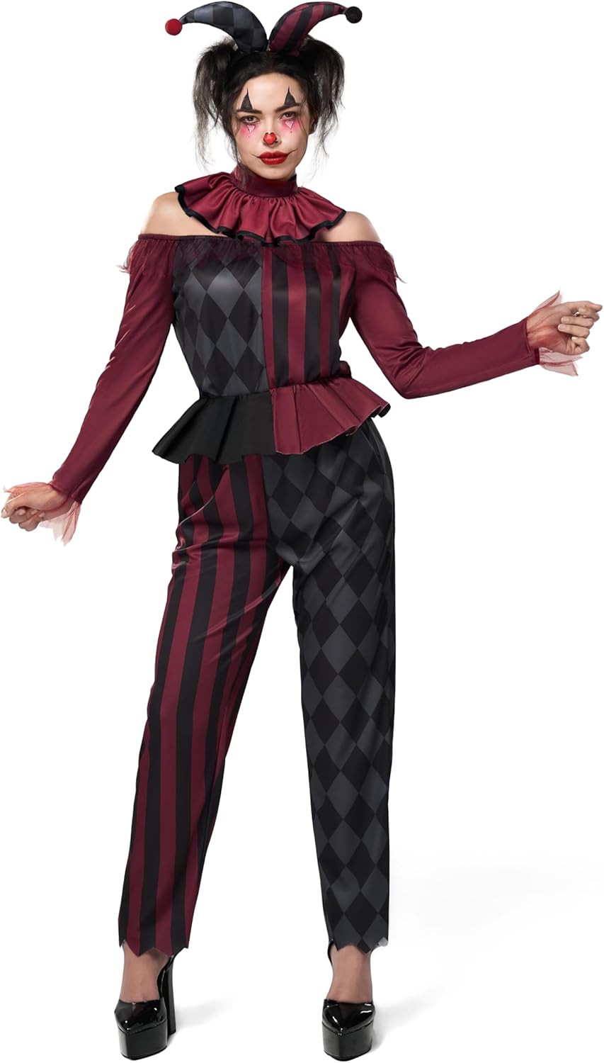 Spooktacular Creations Halloween Clown Costume Women, Scary Jester Set, Halloween Costumes for Women Adult 2025 - Image 3