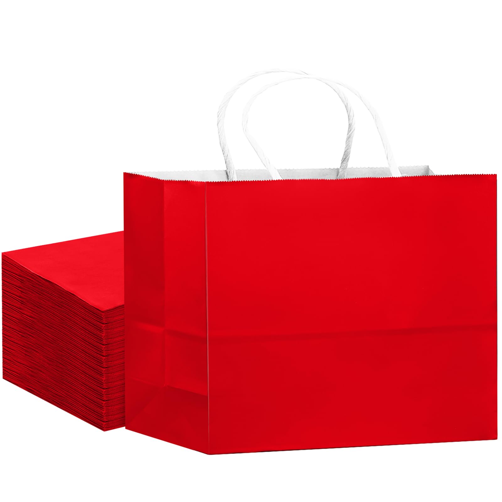Gcardist 24PCS Large Gift Bag with Handles Bulk 13"x4.5"x10" Paper Gift Bags Red Bags Multiple Uses (32x11x25cm,Wide Large)