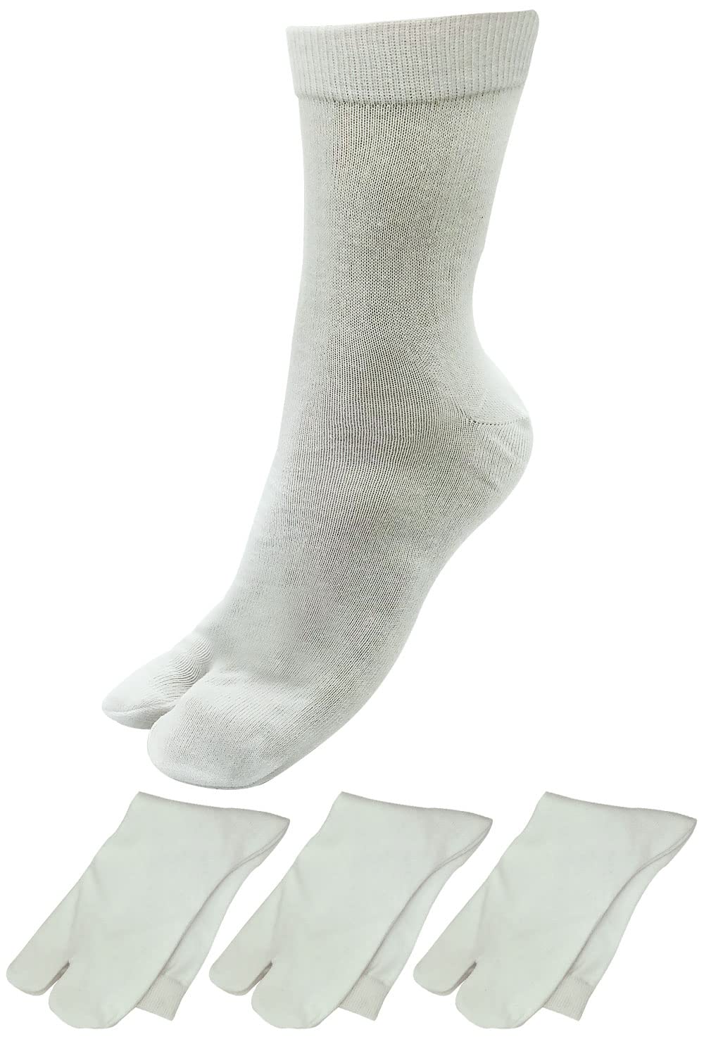 Tabi Socks White 3 Pairs Split Toe Antibacterial Cotton Japan Men's Socks