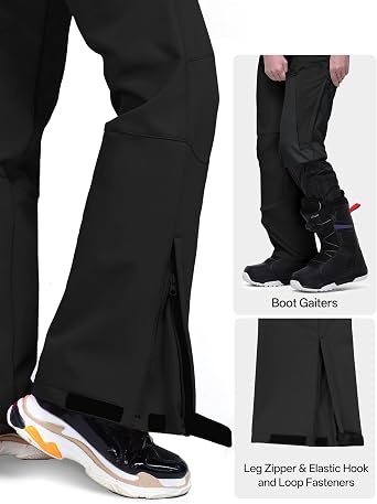 Outdoor Ventures Women's Ski Snow Bib Pants Insulated Waterproof Snowboard | Adjustable and Removable Suspenders, 2 Zipper Pockets, Boot Gaiters, Fleece Lined, Windproof, Keep Warm, Breathable, Hiking