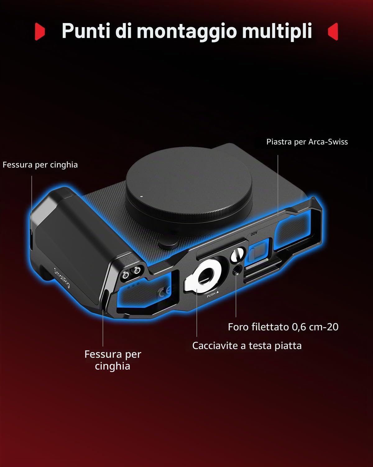 SMALLRIG Staffa L Sigma BF Argento Manico QR-5390