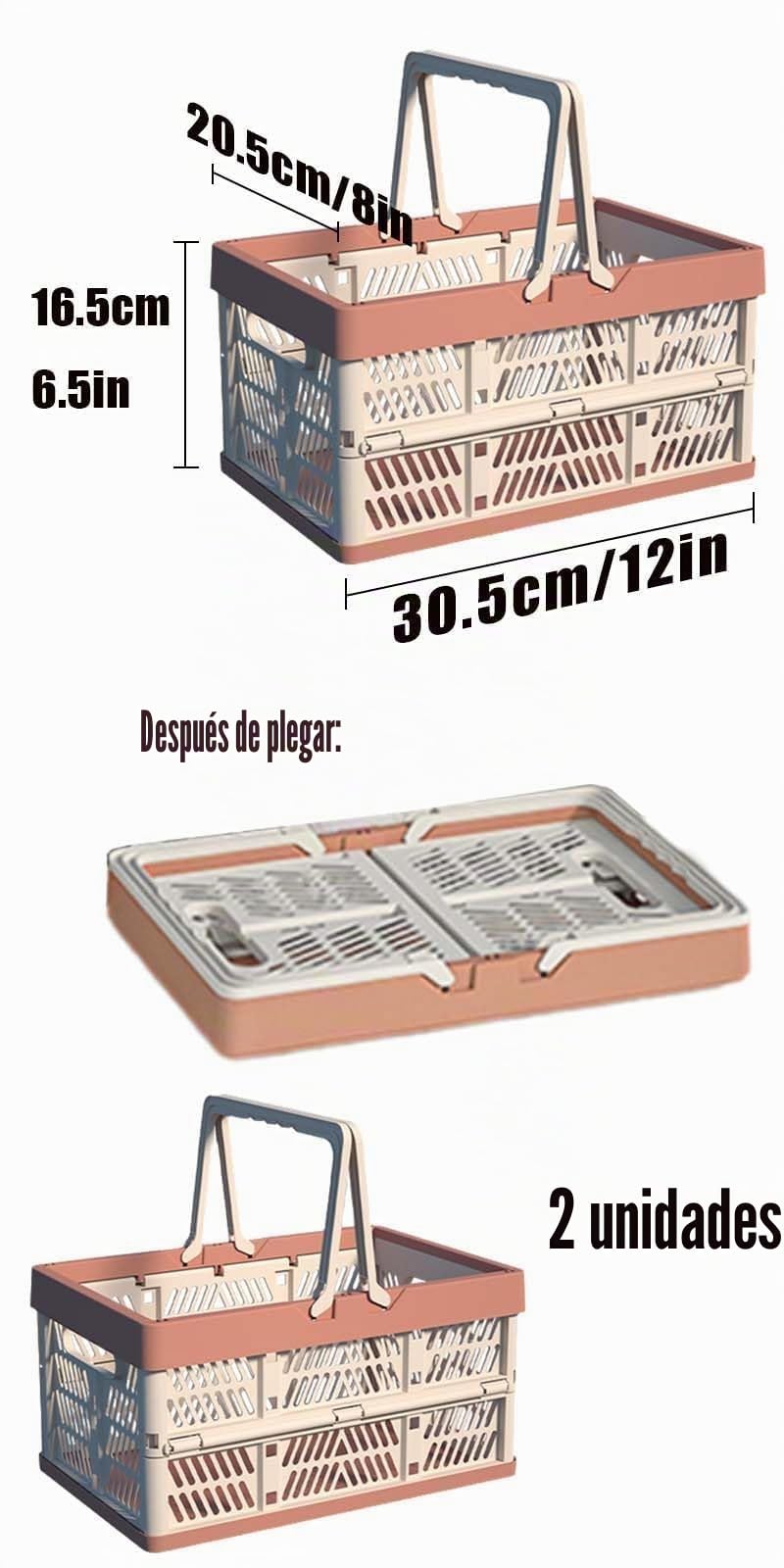 cestas de la compra plegables，Cesta de la Compra Plegable portátil，caja plegable de plástico con asa，Ideal para guardar en casa, guardar refrigerios y mientras acampa o en el baño (color naranja)