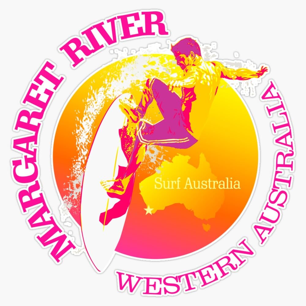 Surf Margaret River (Srf) Vinyl Sticker Waterproof Decal Laptop Wall Window Bumper Sticker 5"