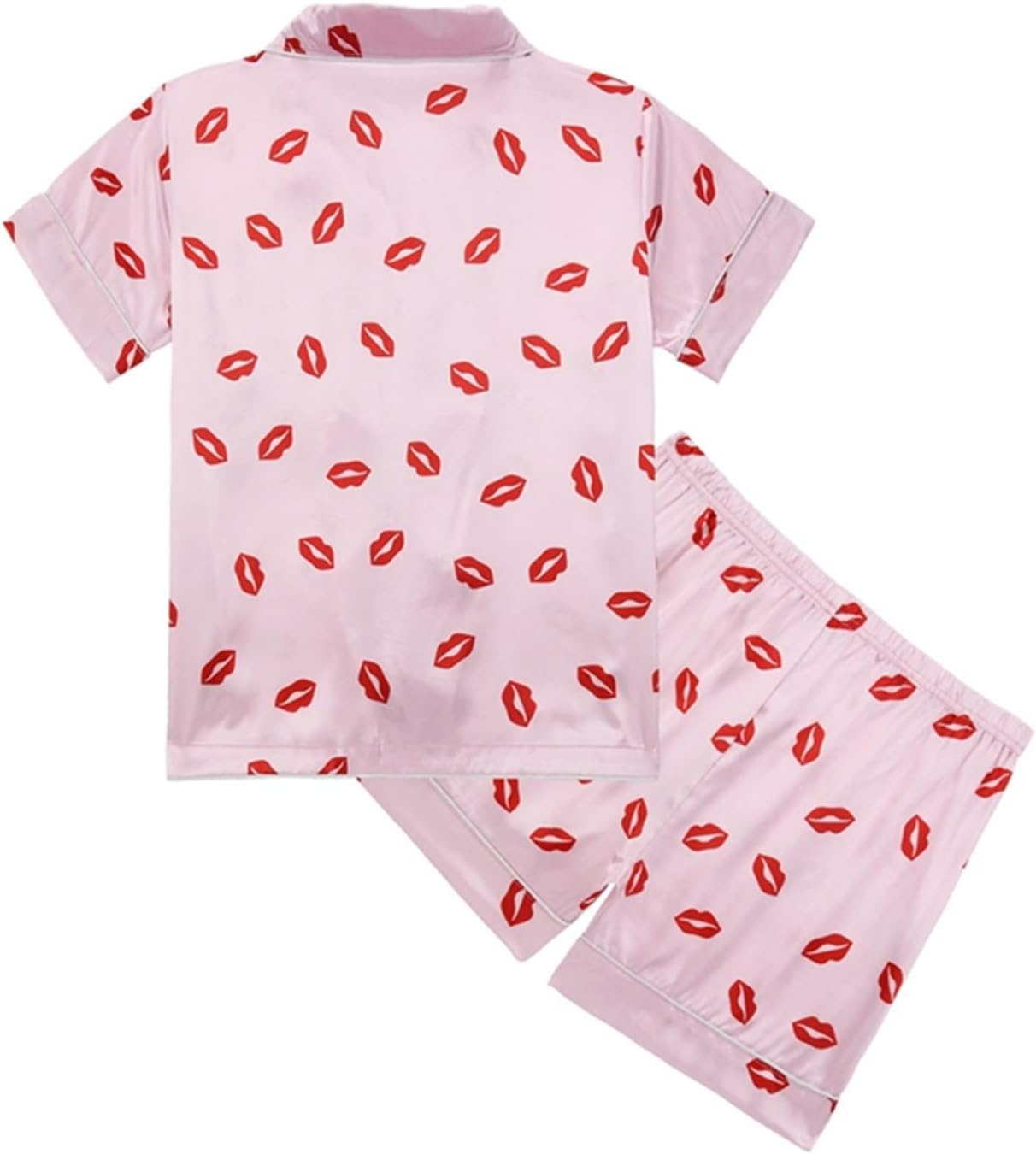 Tween Girls 𝐒ilk 𝐏ajamas Matching Shorts Satin 𝐏a𝐣ama Set Kids Cute Sl𝐞epwear Button Down 𝐏𝗝s Summer Loung𝐞wear