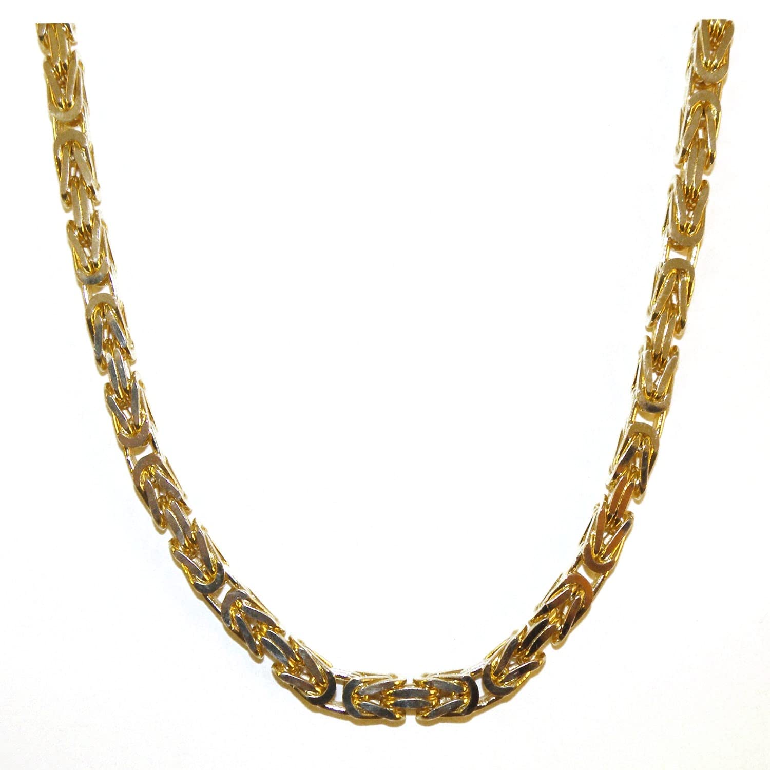 Collana bizantina placcata oro 18 carati o Doublé 7 mm larghezza lunghezza selezionabile, collana uomo catena donna regalo gioielli dalla fabbrica Tendenze-Italy