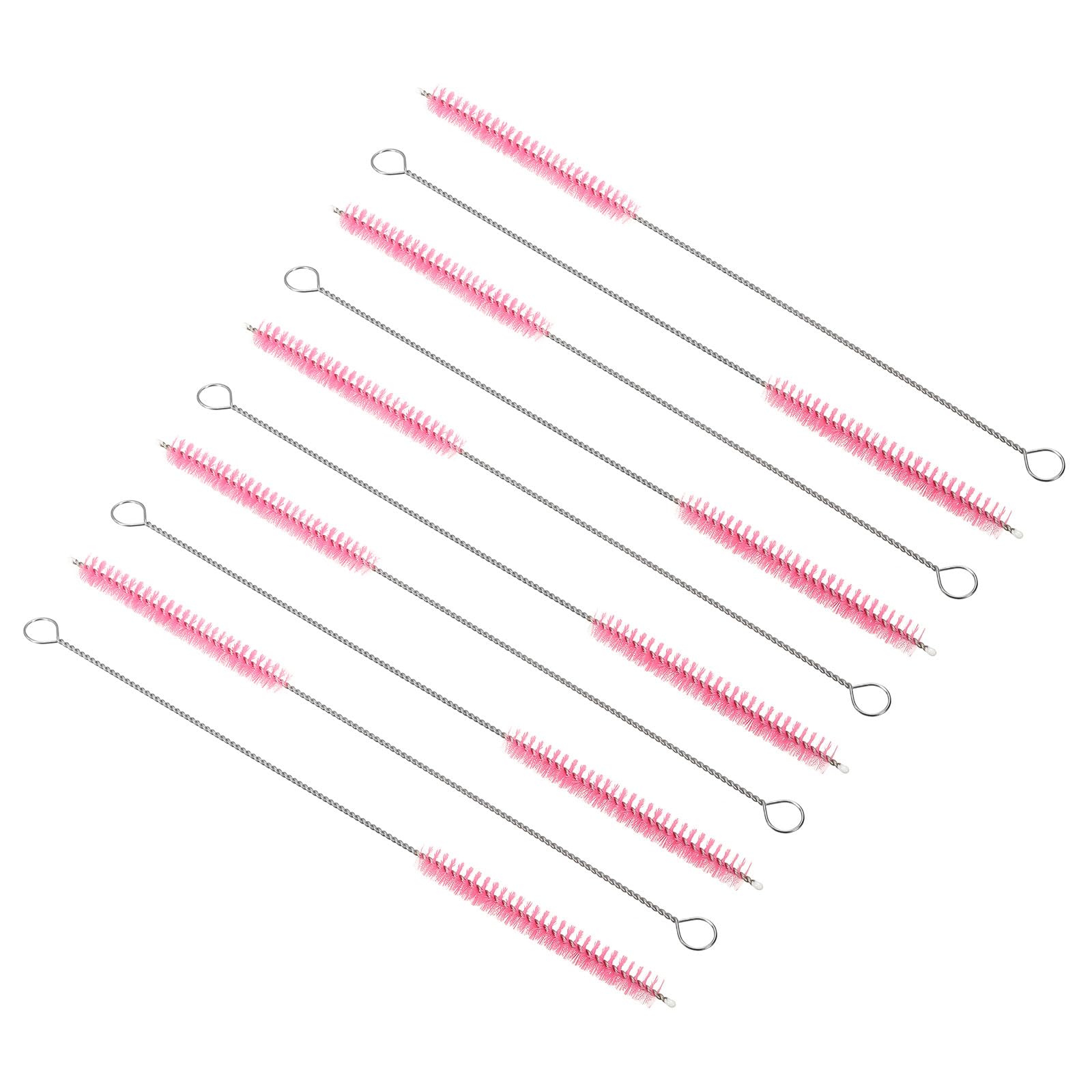 PATIKIL 10"x3/8" Long Straw Brush, 10 Pcs Drinking Straw Cleaning Brush Nylon Pipe Tube Cleaner Brush for Cleaning Straws Pot Spout, Pink