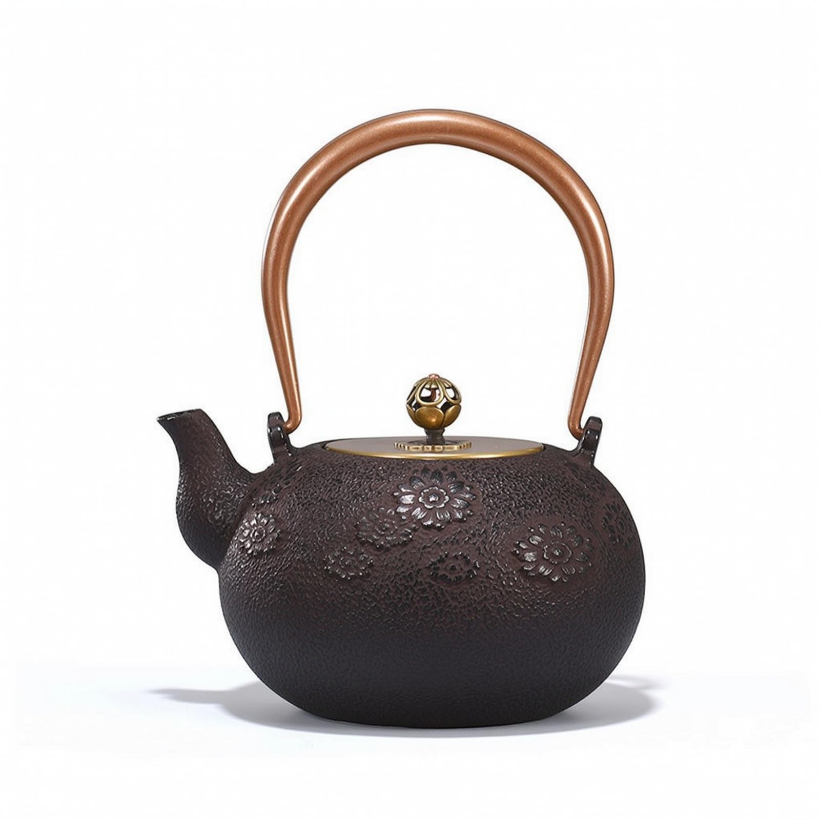 Tetera Hierro Fundido con Cesta para Infusiones Resistente Tetera con Cesta para Infusiones Aficionados Al Té, Maroon, Shanhuaranman