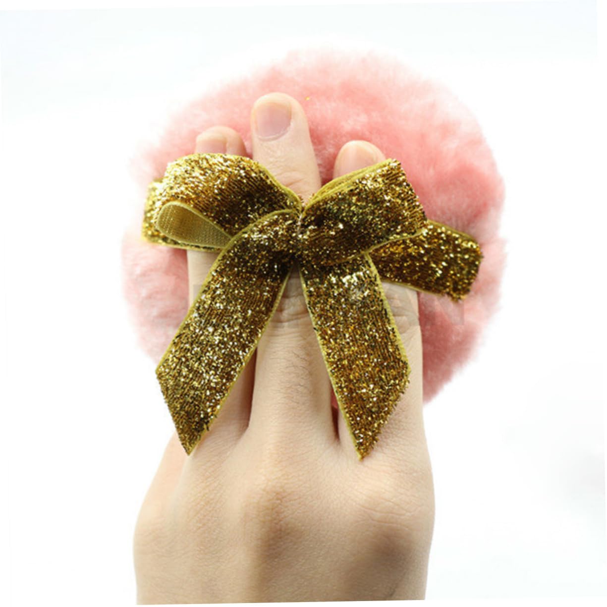 CALLARON Baby Skincare Supplies 2 Pack Long Plush Powder Puff Glitter Bowknot for Infants