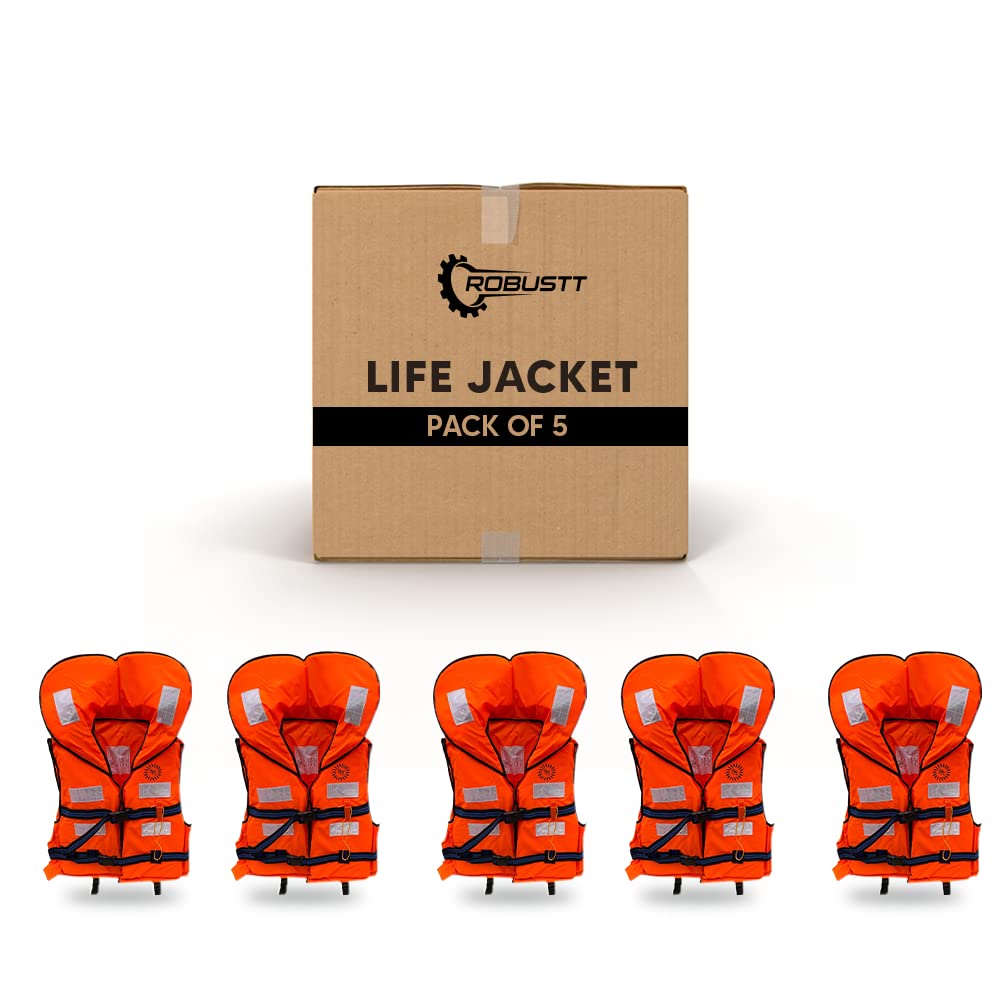 Robustt Life Jacket Polyester Fabric with EPE Foam for Adult Safety Jacket Along with Whistle for Swimming, Boating, Floating- Weight Capacity Upto 125 Kg