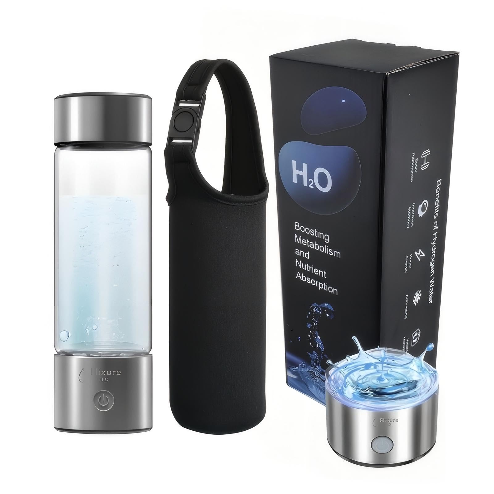 Hydrogen Water Bottle Generator with Advanced 2024 SPE PEM Technology – Portable Device for Ionized, Alkaline, and Oxygenated Water; Enhances Water in 3 Minutes for Office, Travel, and Daily Hydration