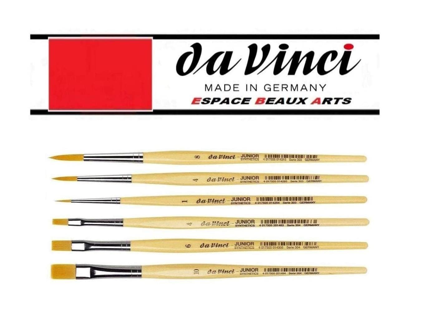 Davinci GH303 Junior Synthetics Malerpinsel, rund Serie 303, Größe, 1, 4, 8. und Davinci GH304 Junior Synthetics Malerpinsel, flach Serie 304,Größe 4,6,10