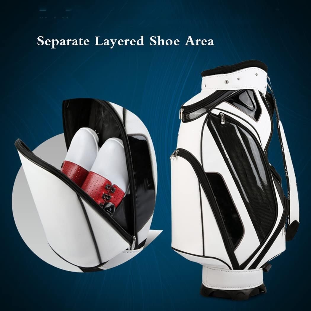 Golfschlägertasche for Herren, kristallwasserdichte Golf-Standtasche aus PU, leichte Golfschläger-Tragetaschen mit 5-Wege-Organizer-Unterteilung for die Driving Range