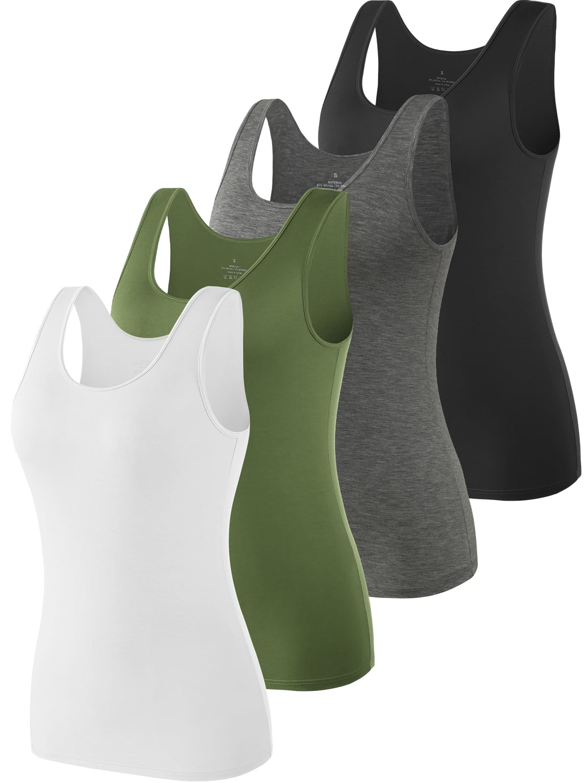 vislivin Elastische Tank Tops für Damen Unterhemden 3/4er Pack
