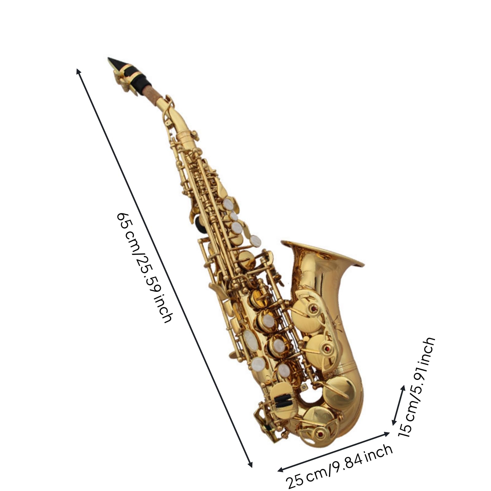 Sassofono Alto Bambini Strumento a Fiato Sax Curvo Legno Ottone Meccaniche Raffinate Campana Ricurva Peso4kg Presa Stabile Adatto per Pratica Guidata Prove di Gruppo Intrattenimento Domestico