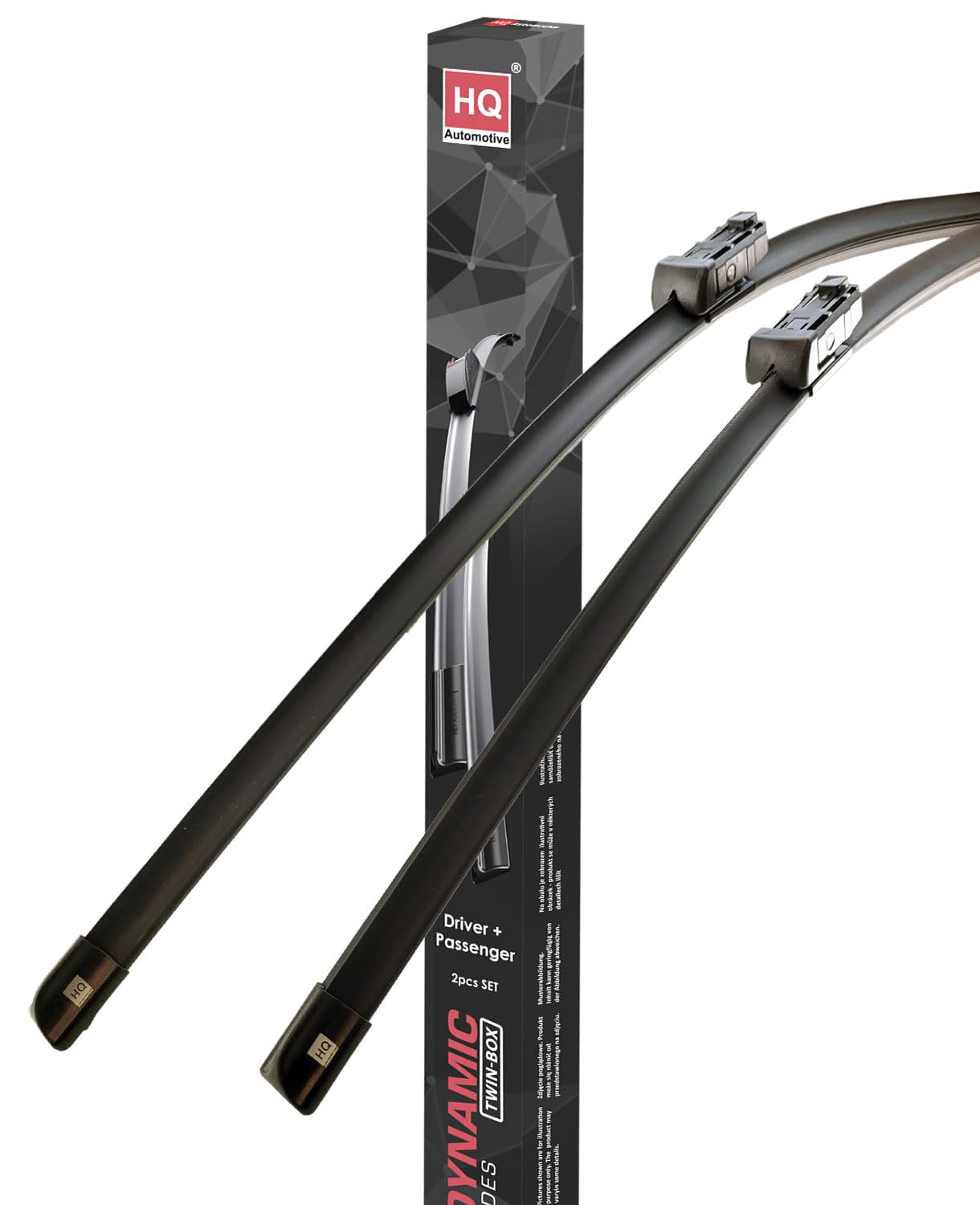 Set Of Front Frameless Flat Aero Wiper Blades Hq Automotive - Adr82-824 Twin Box 5060538793992