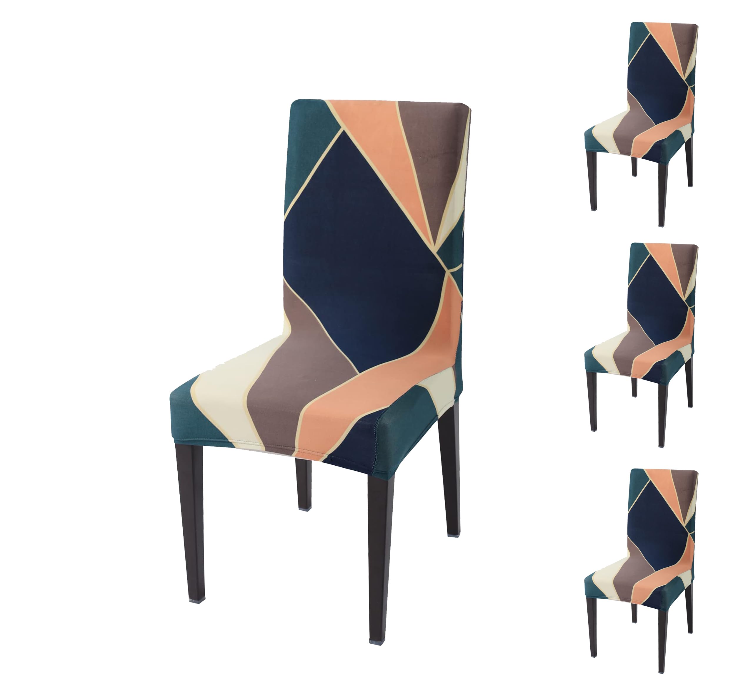 KAV Decor Stretchable Dining Chair Cover – Washable, Removable, Anti-Slip, Protector, Universal Fit (Set of 4, Multicolor Abstract)-picture-42