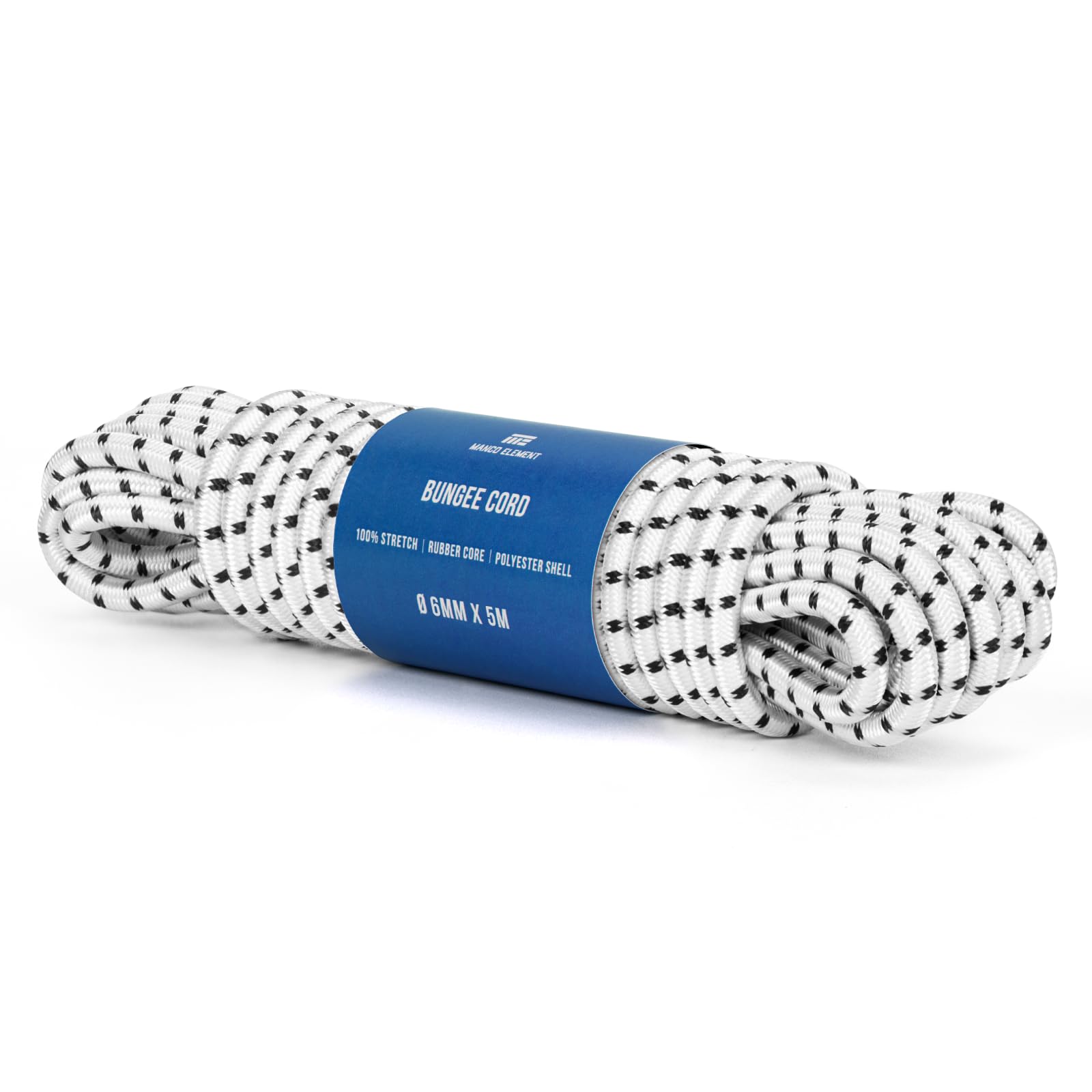 Manco Element White/Black Bungee Cord 6Mm X 5M Elastic Cord Shock Cord