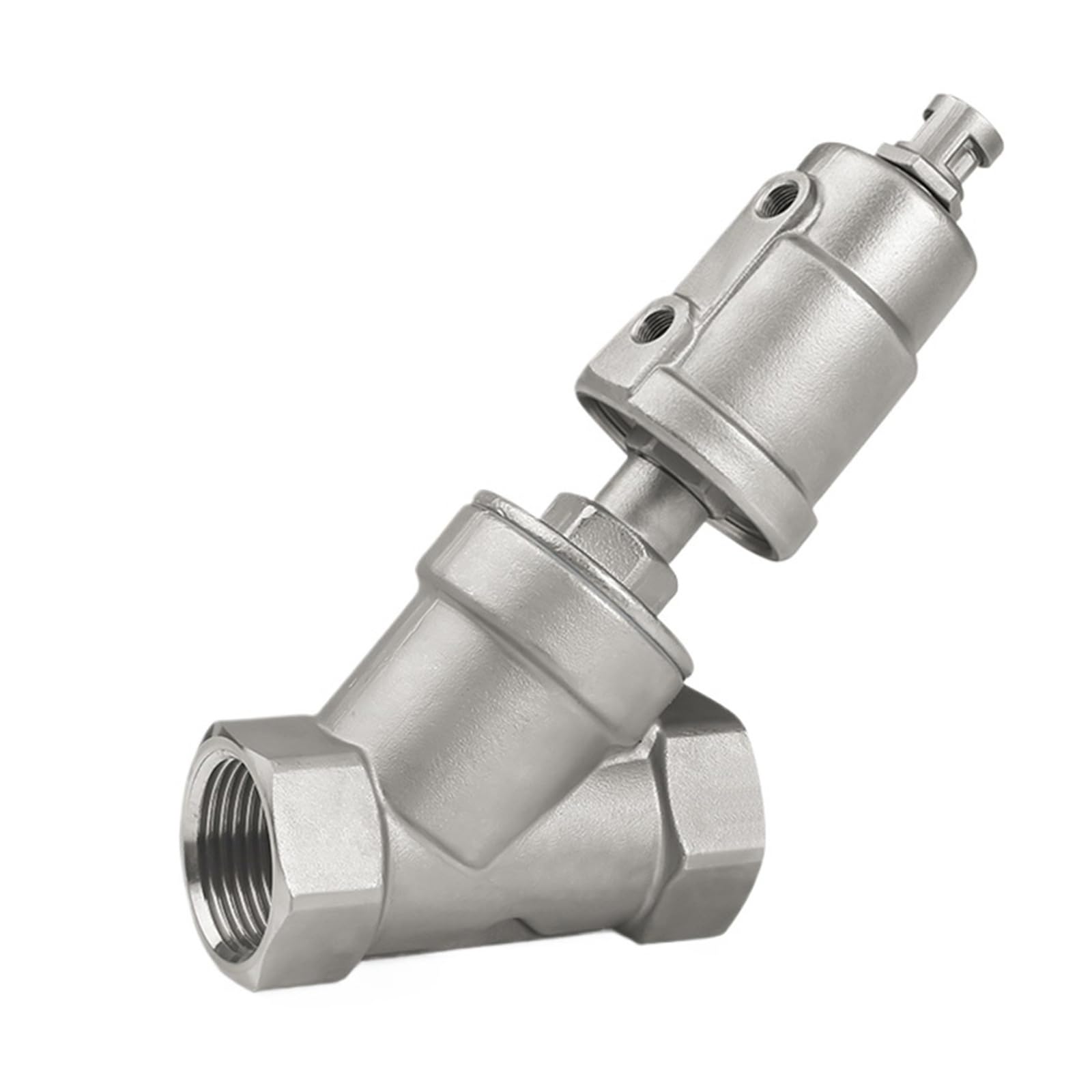 Deniucdd Dn80 Stainless Steel Pneumatic Seat Valve 16Bar Normally Closed Pneumatic Actuator Angle Seat Valves For Steam Gas Oil